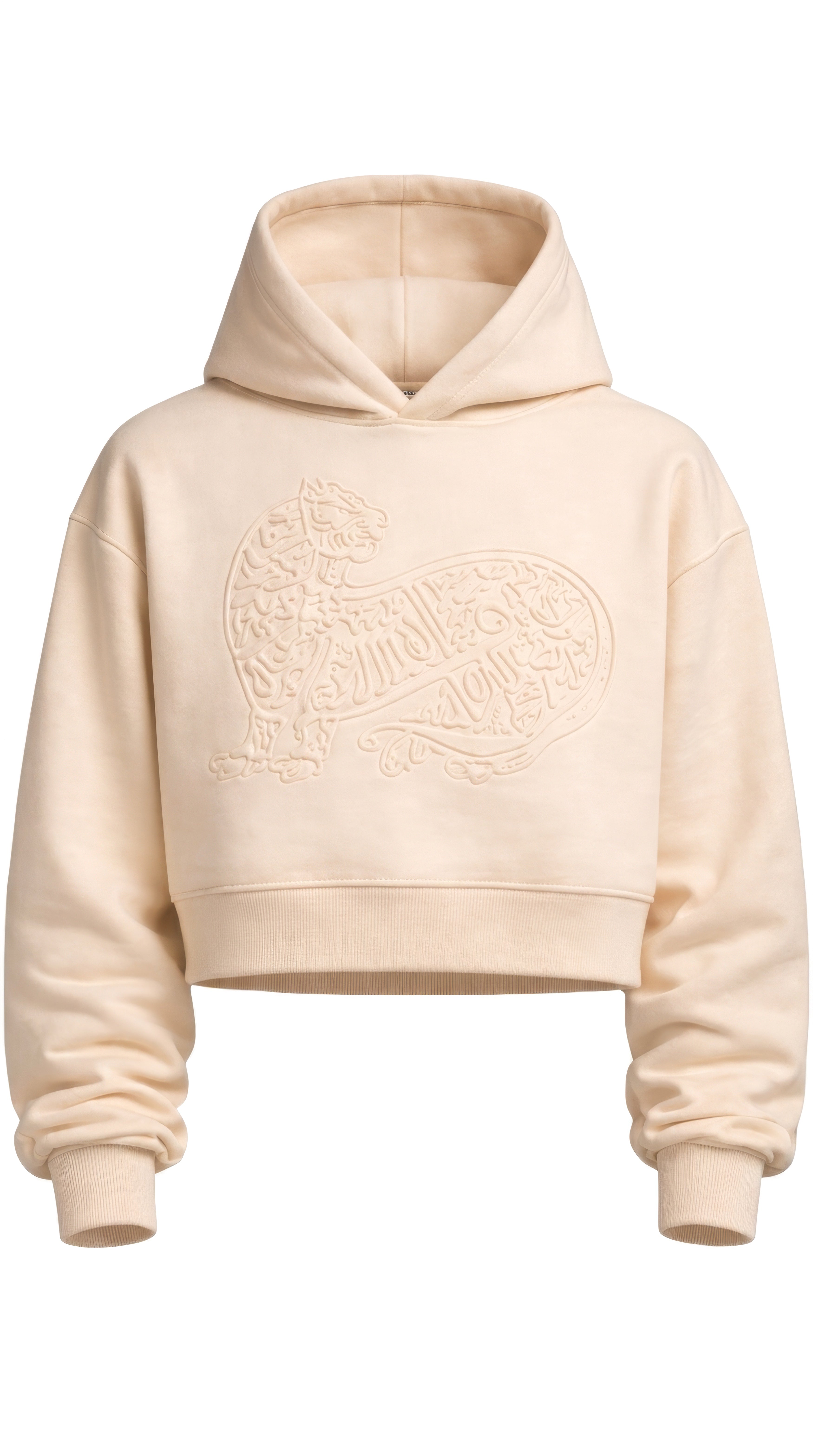 HASHASHIN Debossed PHANTOM Cropped Hooded Cloak - Beige