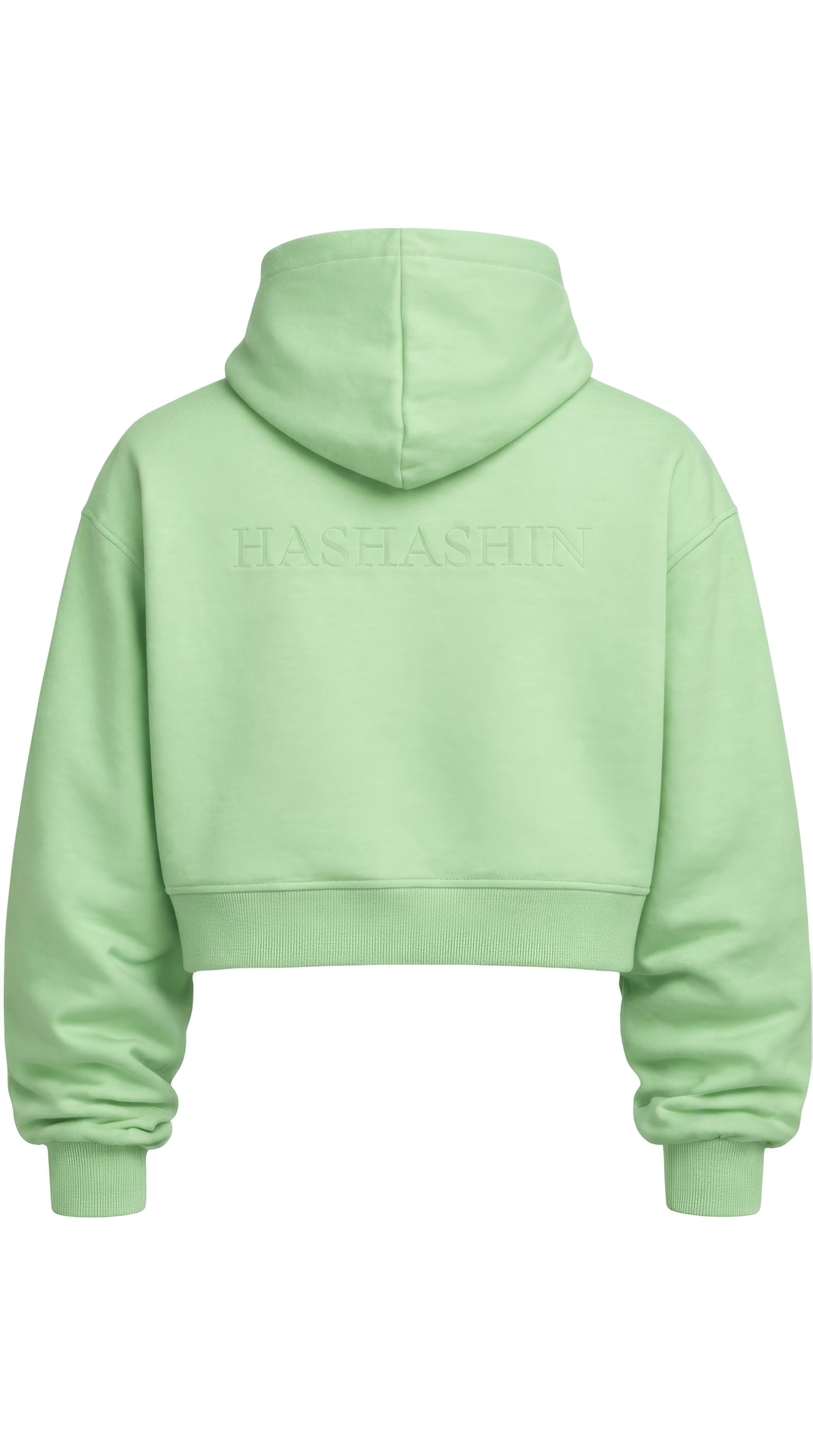 HASHASHIN Debossed PHANTOM Cropped Hooded Cloak - Green